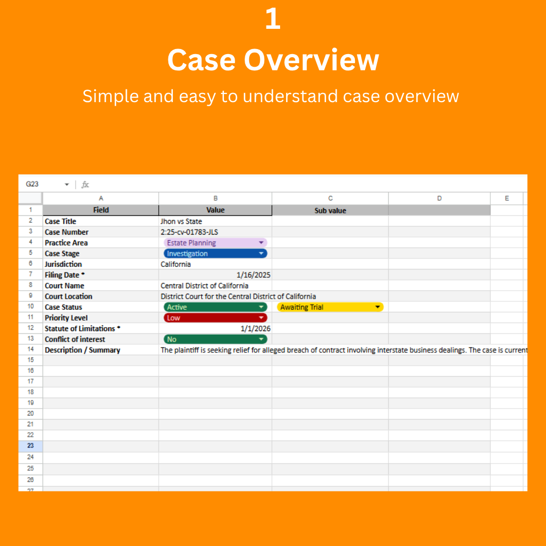 ⚖️ ELEVEN IN ONE – Legal Case Progress Tracking & Sharing Template