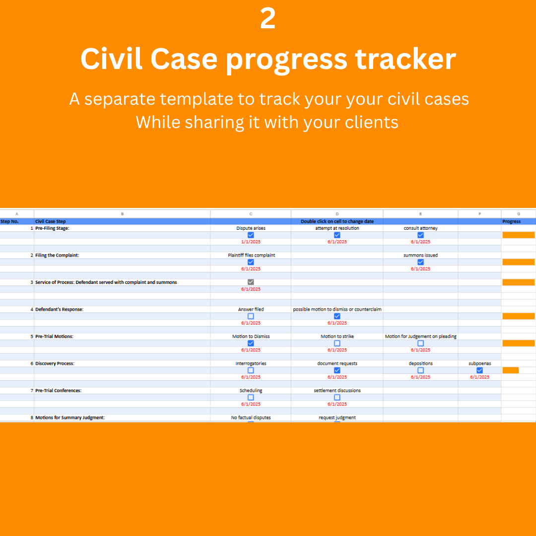 ⚖️ ELEVEN IN ONE – Legal Case Progress Tracking & Sharing Template