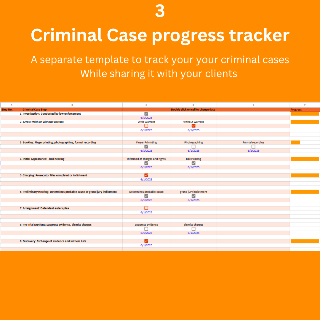 ⚖️ ELEVEN IN ONE – Legal Case Progress Tracking & Sharing Template