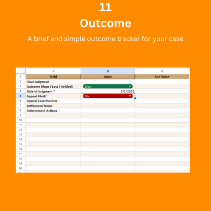 ⚖️ ELEVEN IN ONE – Legal Case Progress Tracking & Sharing Template