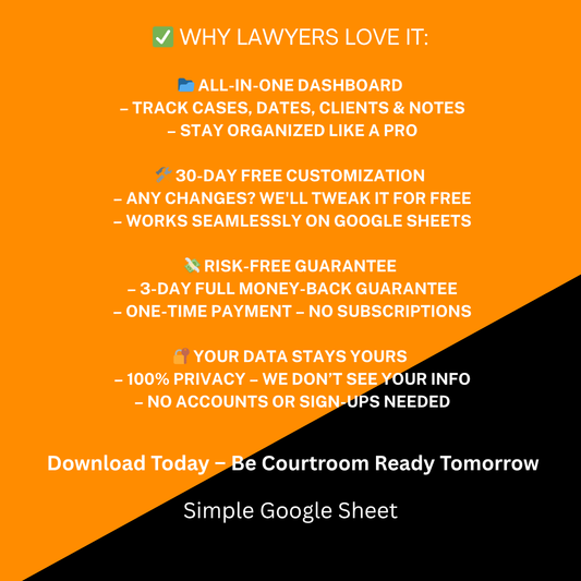 ⚖️ ELEVEN IN ONE – Legal Case Progress Tracking & Sharing Template